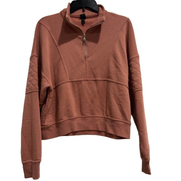 wild fable Tops - Wild Fable Faded Pink Quarter Zip Quilted Sleeve Pullover Women’s Size S